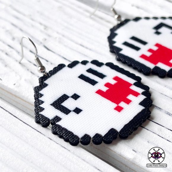 Super Mario Boo Ghost Perler Earrings - Picture 2 of 2